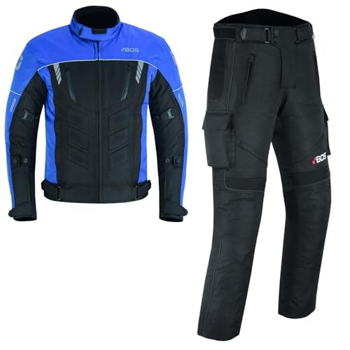 BOSmoto Motorradkombi Textil 2-teilig mit CE Protektoren – Motorradjacke und Motorradhose für Herren,Wasserdichte Motorradjacke mit Hose,Herren Motorradkombi Textil