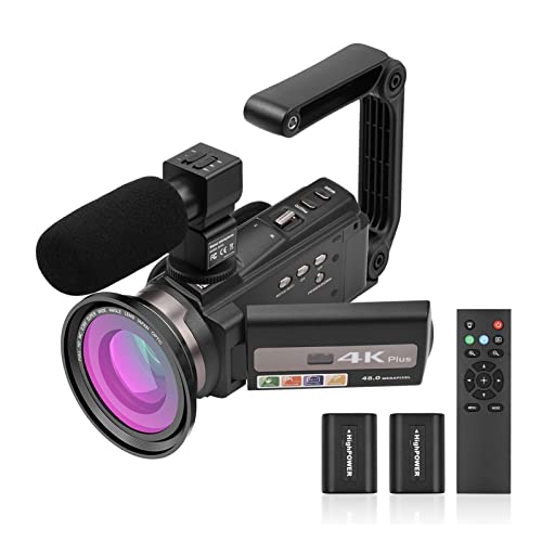 Caméra vidéo Caméscope Caméscope caméra vidéo wifi 4K / 60FPS 48MP Enregistreur de caméra Vlogging numérique sertie de 16x Zoom 3 pouces écran tactile Ivre Montoir de chaussures à froid infrarouge Cam