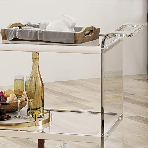 Christopher Knight Home Evee Acrylic Bar Trolley With Glass Shelves, Clear #TOP3