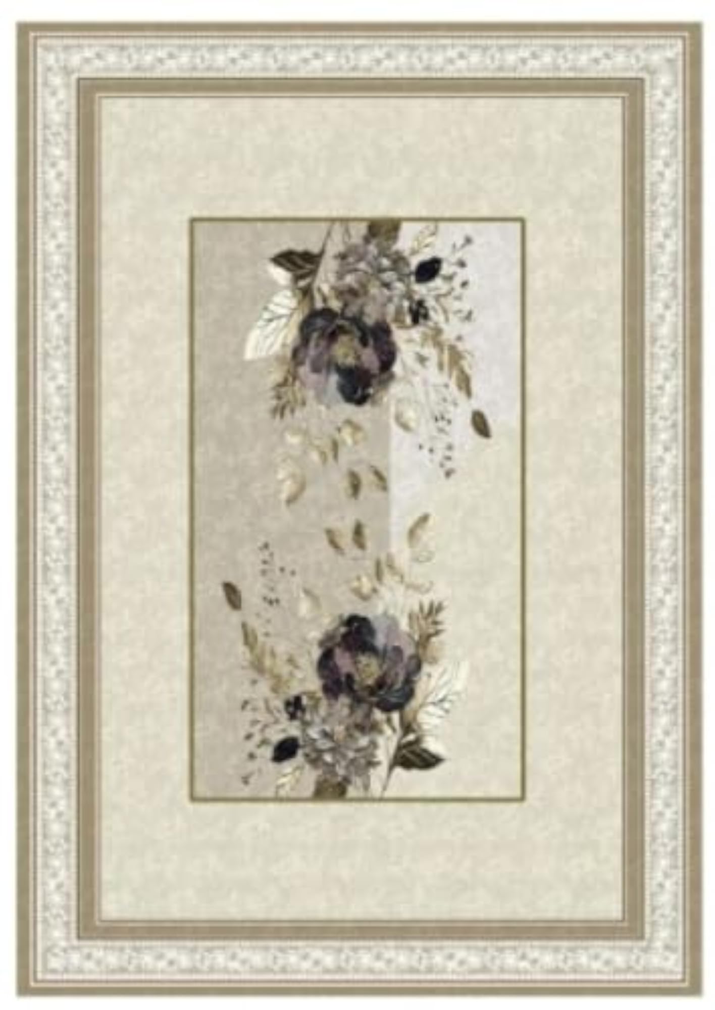 Modern Beige Floral Table Cover, Elegant Coffee Table Cloth