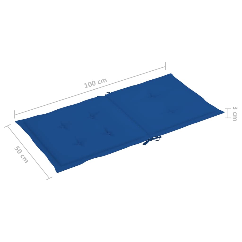 Cuscino per sedia da giardino, 2 pezzi, per sedie a sdraio con schienale alto, design universale, per interni ed esterni, balcone, terrazza, con 2 lacci, blu reale, 100 x 50 x 3 cm