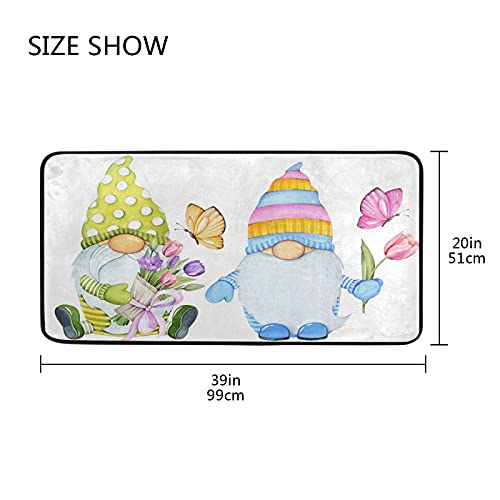Spring Flowers Gnomes Kitchen Rug Summer Floral Butterfly Kitchen Mat Bath Rugs Doormat Non Slip Floor Door Mats Soft Runner Carpet Home Decor 39 X 20 Inch #TOP4