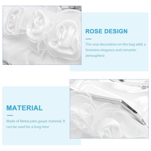 Pochette mariage compacte avec roses décoratives et chaîne amovible