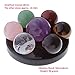 Jovivi Seven Star Group Natural Amethyst Chakra Crystal Sphere Ball with Black Obsidian Stand w/Box