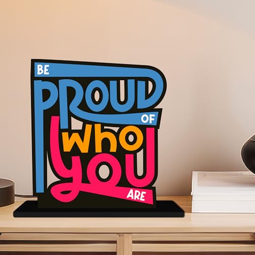 Image of Artvibes Be Proud of Who You Are Quotes Table Decor for Office Desk | Home Decoration Items | Living Room | Modern Art Wooden Showpiece Decorative Gift item (SP 1183)