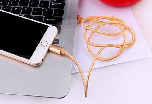 Image of 2 meter long charging usb data cable for i-phone Gold Color