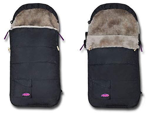 3 In 1 Australia Sheepskin Footmuff For All Stroller,Weather Resistant,Height And Temperature Adjustable Stroller Bunting Bag,High Performance Lambskin Bunting Bag For Travel Gear #TOP1