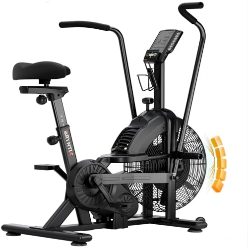 Eryntix Air Bike | Magnetic & Air Resistance Exercise Bike | Adjustable Dual-Action Handlebars | APP-Connected Home Cardio Equipment