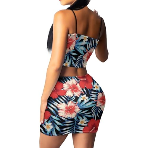 Image of 2025 Sexy Spaghetti Strap Crop Tops and Bodycon Skirt Casual 2 Piece Set S-4XL