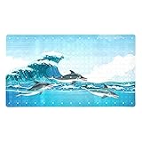Nette Delphine, die unter dem Ozean Schwimmen Badewannenmatten rutschfeste Anti Schimmel Badezimmer Duschmatte Fußmatte mit Saugnäpfen 40x71CM