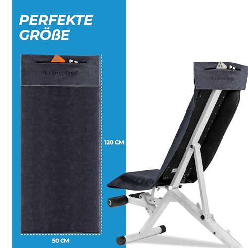 ZENACROSS - Fitness Handtuch Mikrofaser 120x50 - Schnelltrocknend, Reißverschlusstasche - Weiches Sporthandtuch fürs Fitnessstudio & Gym - Dunkelgrau 2