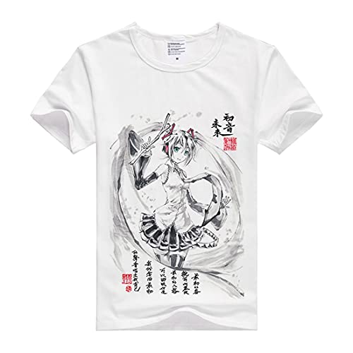 XINSHUN Hatsune Miku Shirt Printed Shirt Fashion Tees Short Sleeve Modal Shirt Anime Shirts Summer Anime T-Shirt Athletic Shirt Modal Tee Shirt Top (White,S)
