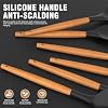 Silicone Cooking Utensils Set - AVGPD Silicone Kitchen Utensils for Cooking Wooden Handles, 446°F Heat Resistant Kitchen Utensil Spatula Sets, Gadgets for Non-Stick Cookware BPA FREE (Black) #1