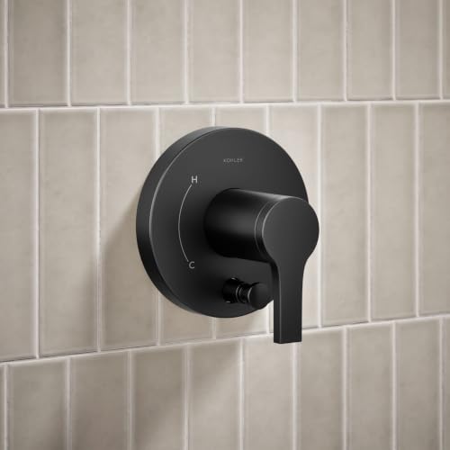 KOHLER T35326-4Y-BL, kit de recorte para ducha Elate Rite-Temp con desviador de botón pulsador, cabezal de ducha de 1.75 GPM, negro mate, diseño moderno y lujoso miniatura 3
