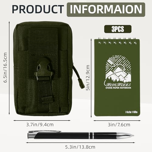 Carnet de notes étanche vert 3x5 bloc-notes réutilisable de police - 2