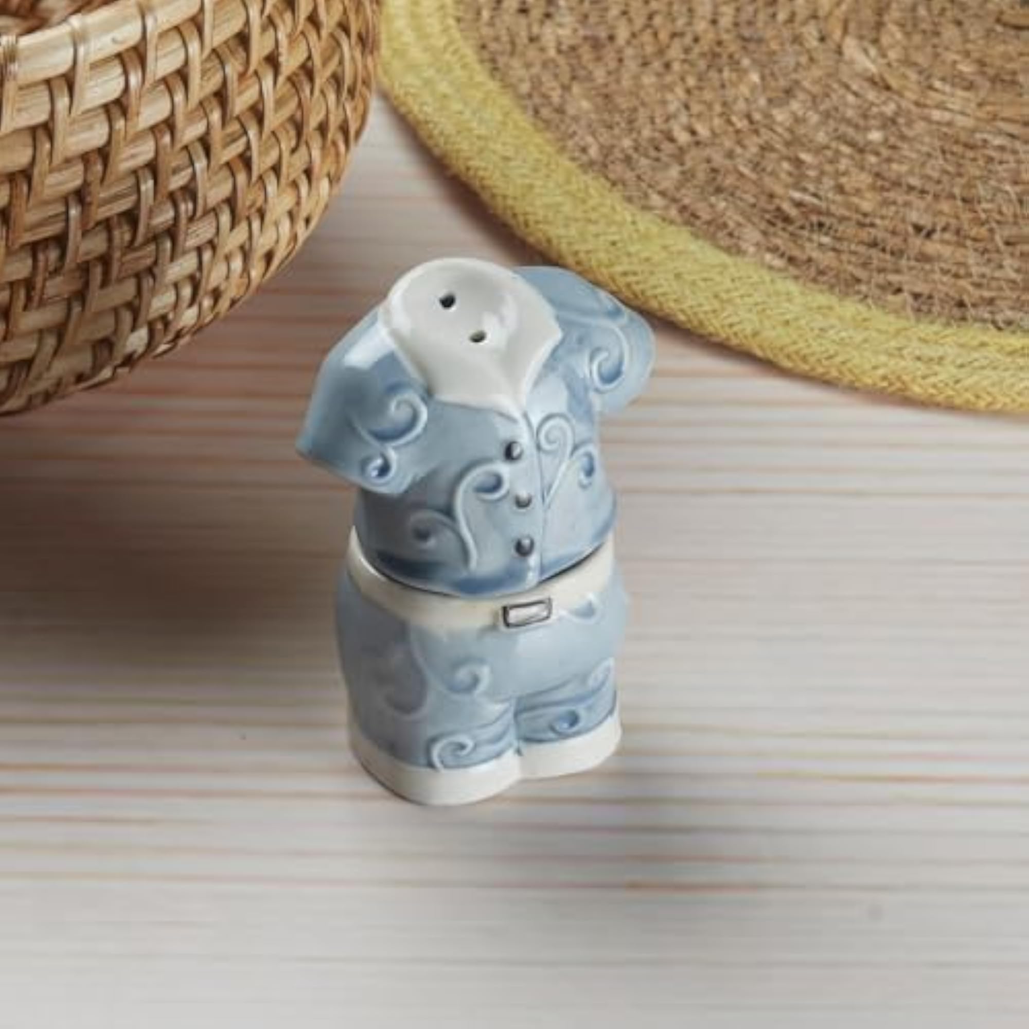 Ceramic Salt and Pepper Shakers Set with Tray for Dining Table