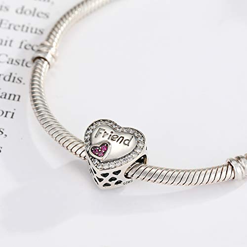 Best Friend Charm Sterling Silver Forever Heart Bead fits Pandora Bracelets for Women2