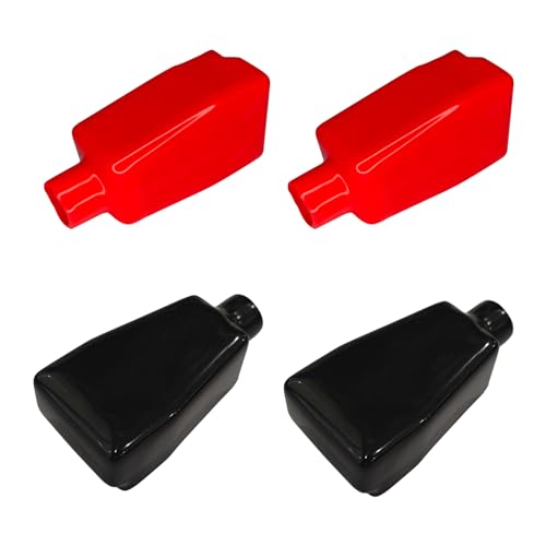 Hirificing 4PCS Car Battery Terminal Covers, Battery Terminal Insulating Protector Rubber Cover Positive and Negative Poles Flexible Top Post Style Battery Terminal Cap in Red and Black(Red/Black)