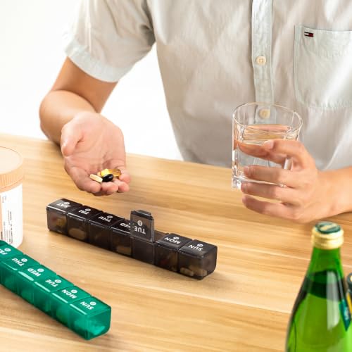 Image of 2-Pack Weekly Large Pill Organizer, Pill Container 7 Day Pill Box