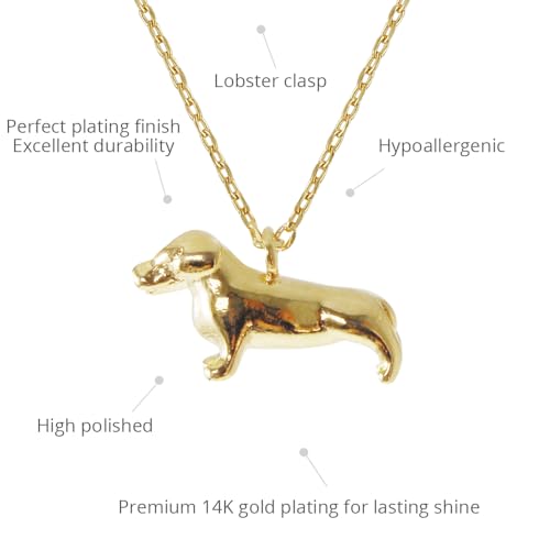 MUSTHAVE 18K Gold Plated Dog Pendant Necklace, Dachshund, Dogmom, Dogperson, Necklace for Women, Simple, Dainty, Anchor Chain, 16+2 inch Extender (Yellow Gold) by MUSTHAVE - Used condition - Image 3