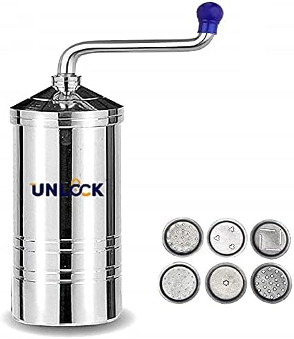 Unlock® Chakli Maker/Idiyappam Press/Murukku Machine/Sev Machine/Kitchen Tools of Namkeen and Snacks Maker Stainless Steel with Set of 6 Plates