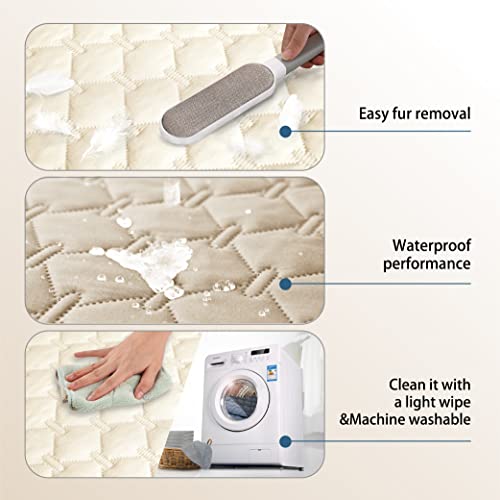 Image of gogobunny 100% Double Sided Waterproof Dog Blanket Soft Pet Bed Cover Reversible Protect Furniture Couch Sofa Car for Puppy Cat Kids (Dark Beige /Light Beige, 32x53 Inch (Pack of 1))