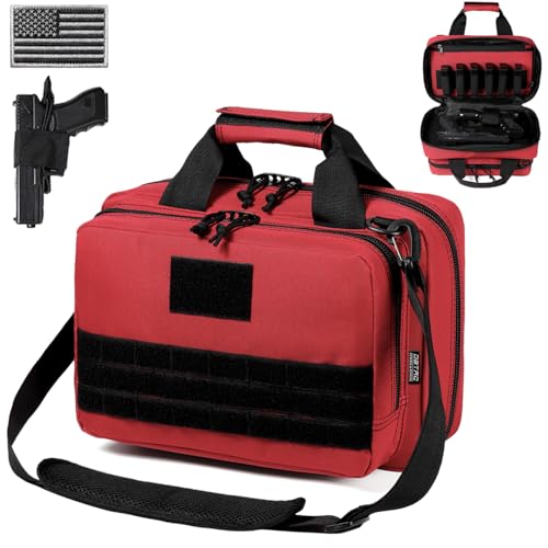 DBTAC Gun Range Bag XS | Tactical 1~2 Pistol Bag Firearm Shooting Case with Lockable Zipper for Women Ladies (Red)