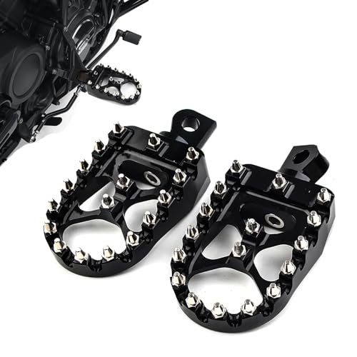 Image of DREAMIZER Wide Foot Pegs for Motorcycle,Black CNC MX Chopper Bobber Style Motorcycle Footpegs 360 Roating Front Rear Footrest Compatible with Harley Dyna Sportster Iron 883 and More