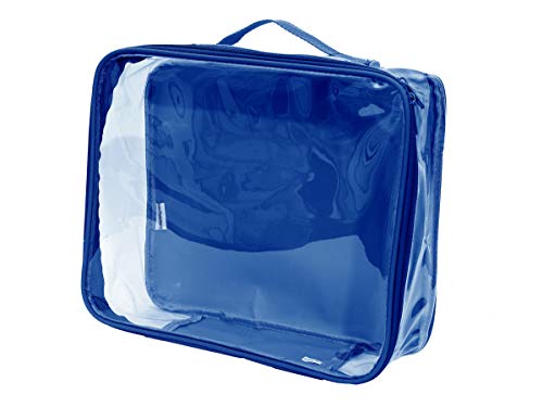 Medium Clear Travel Packing Cube/See-Through Clothes Organizer for Carry on & Checked Suitcase, RV or Camping/Transparent Storage Cell/Doll Storage/Game Day Stadium Approved (Royal Blue)