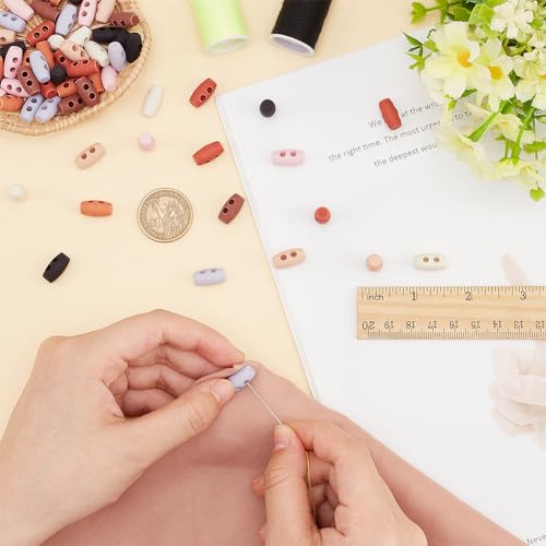 FINGERINSPIRE 64PCS Tiny Sewing Horn Toggle Buttons 15mm 2-Hole Mini Plastic Toggle Buttons 8 Colors Micro Olive Shape Sewing Buttons Small Coat Sewing Buttons for DIY Doll Coat Clothes Decoration - Image 3