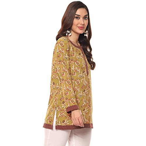 Image of BIBA Women Art Silk Regular Fit Straight Printed Kurti