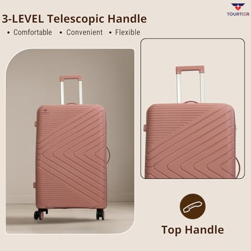 Image of Hard-Shell Luggage Trolley Bag with 360 Spinner Wheels, Large Capacity Travel Carry-On Suitcase (Style-1, BABYPINK, 28 INCH)