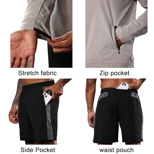 Image of BUYJYA 5Pcs Men's Compression Pants Shirt Top Long Sleeve Jacket Athletic Sets Gym Clothing Mens Workout Valentine's Day gift