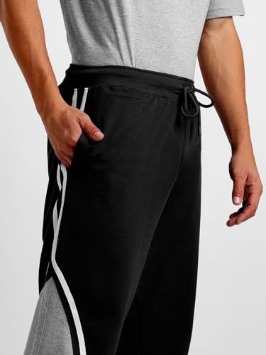 Image of Nobero Men's Jackson Oversized Joggers | Cotton Blend Regular Fit Track Pants for Men | Elastic Waist with Drawstring | Comfortable Casual, Travel & Lounge Wear Bottoms with Side Pockets