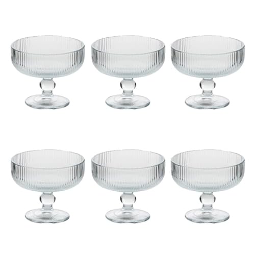 Paris Prix Secret de Gourmet - Lot de 6 Coupes à Glace Strie Ema 34cl Transparent