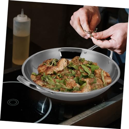Wok de acero inoxidable con doble asa para cocina miniatura 3