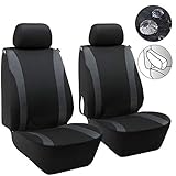 Elantrip Front Car Seat Covers Waterproof Universal Fit Airbag Armrest Compatible for Cars SUVs Trucks Vans (Black and Grey)