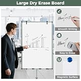 GIANTEX Stojak na flipchart 100 x 65 cm, mobilna tablica magnetyczna na kółkach, z regulacją wysokości, z półką na markery, ścieralna na sucho, w zestawie gumka, markery, magnesy i klipsy (zielony)
