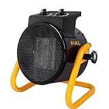 SIAL Calefactor Cerámica 2000 W - Radiador Electrico - Bajo Consumo - Calefacción Industrial - Calor Rápido 3 Segundos - Apto Para Oficinas, Baños, Talleres(Negro)