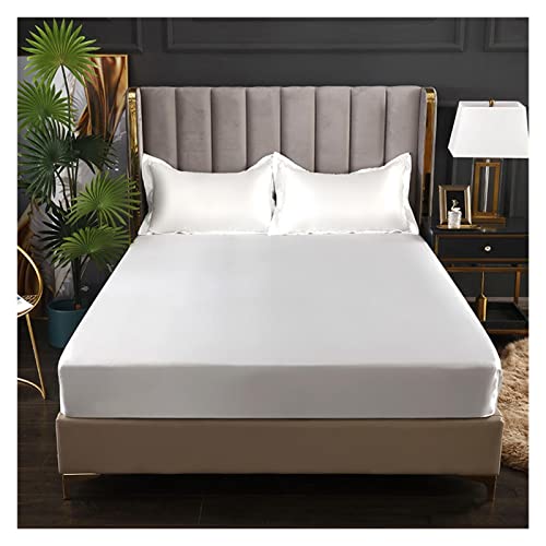 Sabanas Seda Funda de colchón 180x200 Sábanas Inferiores de tamaño King for Cama de hogar Sábanas de sabanas de tamaño Individual con Banda de Goma (sin Funda de Almohada)(Baise,180x200x25cm King)