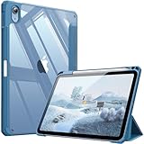 Fintie Hybrid Slim Case for iPad (A16) 11th Generation 11 Inch (2025), iPad 10th Generation 10.9 Inch (2022) - Shockproof Cover with Clear Transparent Back Shell & Pencil Holder, Ocean Blue