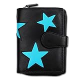  DrachenLeder Geldbörse Brieftasche schwarz türkis Portemonnaie hoch OPS104T