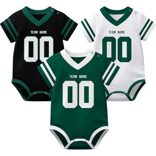 Image of KREDE Baby Clothes Unisex Bodysuit Jersey Style Custom Name Number for Baby Boys