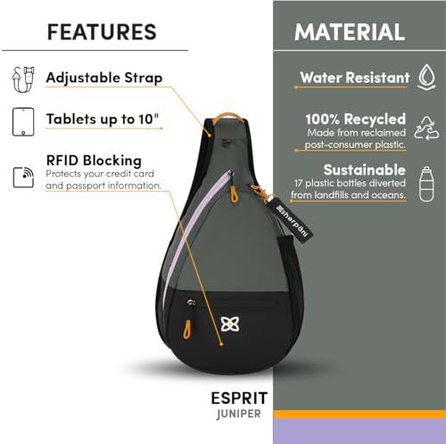 Image of Sherpani Esprit, Sling Backpack, 10L Travel Bag, Right-Handed Shoulder Sling Purse, Crossbody Backpack, Travel Gifts, RFID Protection (Juniper)