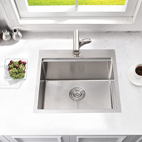 Bar Sink Drop In Workstation-Bokaiya 21x20 Small Outdoor Rv Drop In Kitchen Sink 16 Gauge Stainless Steel Single Bowl Wet Bar Sinks with Cutting Board