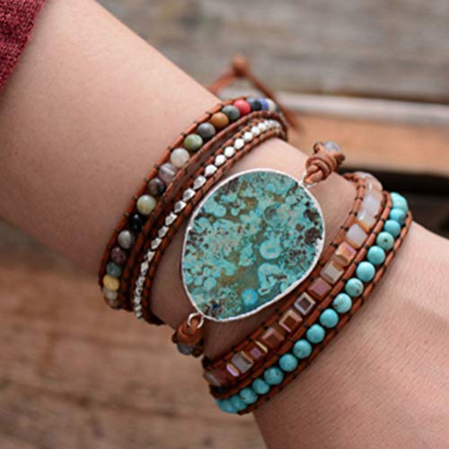 KESYOO Pulseiras de Metal com Várias Camadas de Punho Étnico Estilo Envoltório Pulseira Joia de Puls