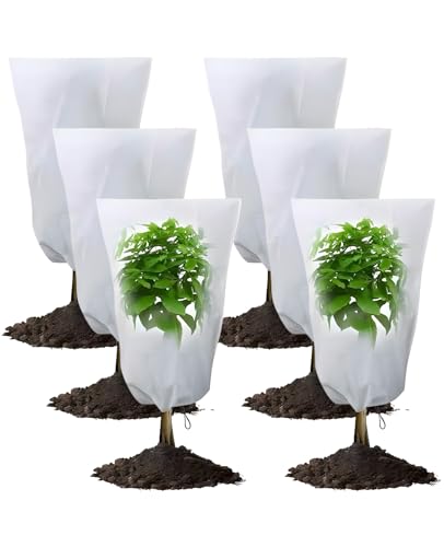 ALONK 6 Stückes Winterschutz Pflanzen Außen, Pflanzenschutz Winter, Pflanzenschutzhaube Weiß 60 * 80cm