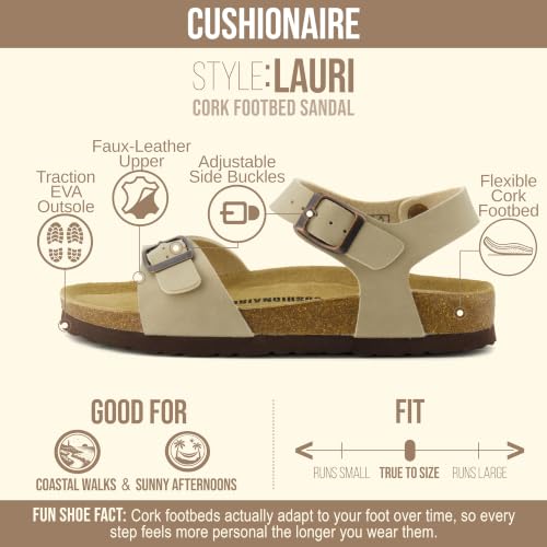 Image of CUSHIONAIRE Lauri Cork Footbed Sandals for Women with Back Strap, Adjustable Double Buckle Ankle Strap Sandals, Memory Foam