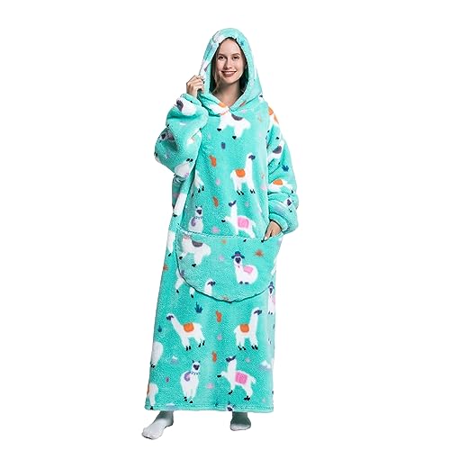 Oversized Blanket Hoodie, Adult Women Sherpa Fleece Wearable Blanket Warm and Cozy Giant Hooded Blanket Fluffy Sweatshirt for Women and Men