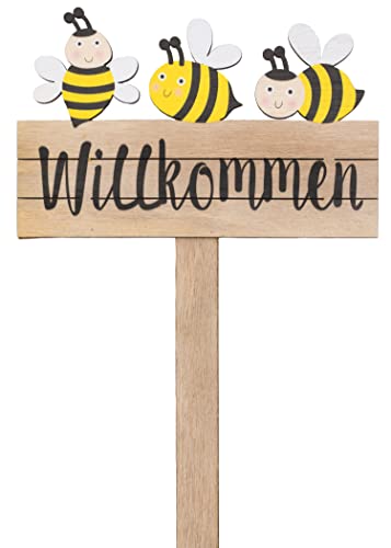 B2S BACK2SEASON Willkommen Schild mit Bienen zum stecken Holz Tafel Frühlingsdeko Wellcome Deko H=46 cm Cover